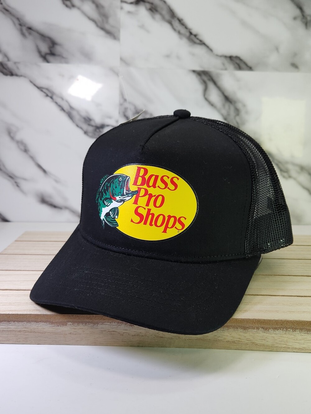 Bass Pro Shops Black Mesh Trucker Hat. Adjustable NEW